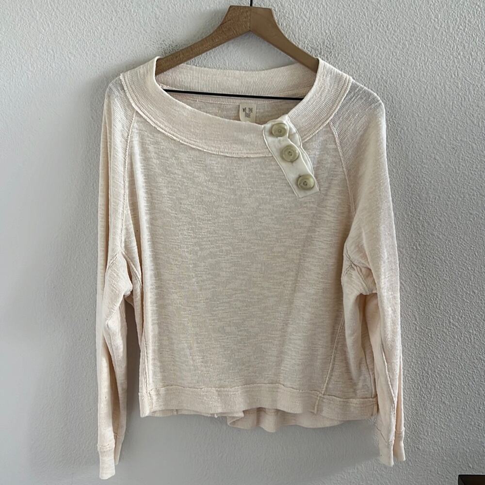 Free People We the Free Don't Forget Me Top Cream Neutral Knit Textured Small